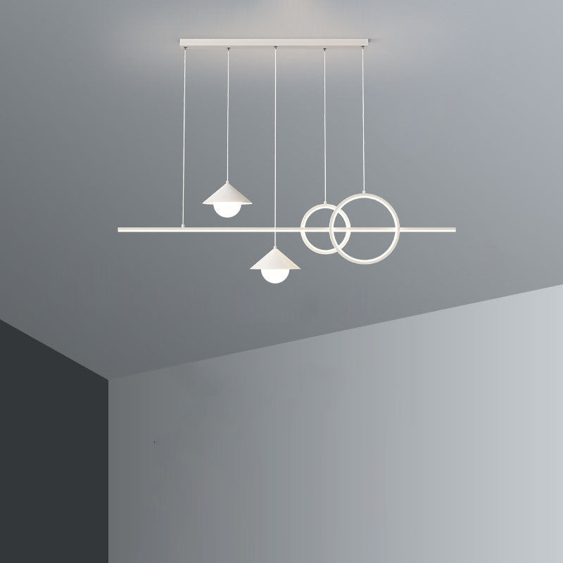 Contemporary Black Iron & Acrylic LED Chandelier for Dining Room Island