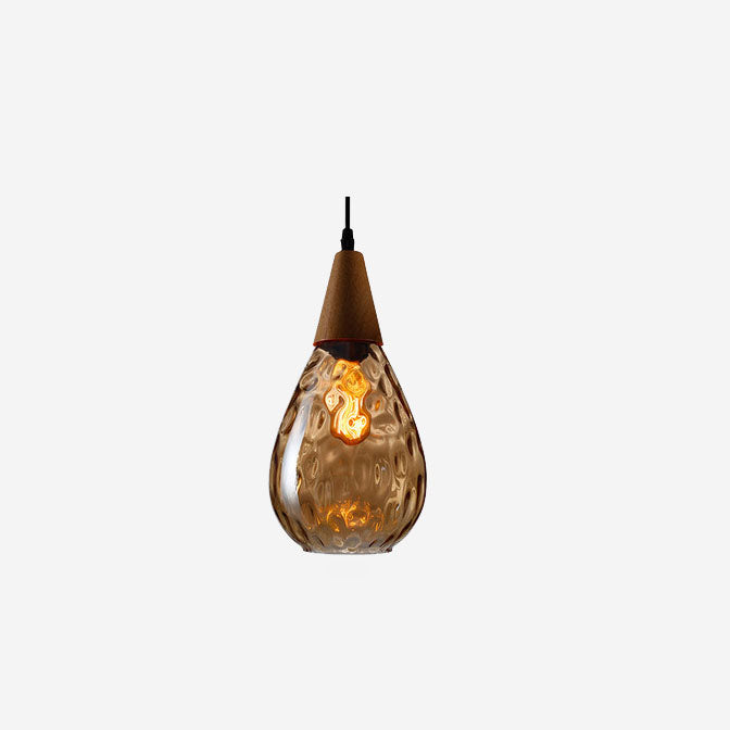 Modern Minimalist Round Wood & Glass Pendant Light for Bedroom Decor