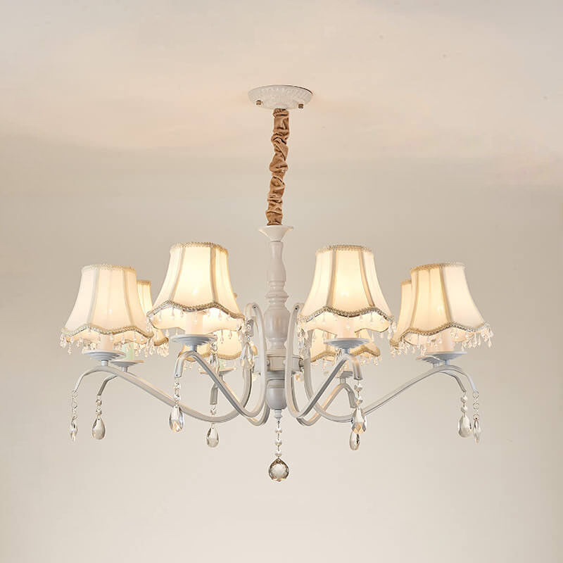 Elegant Modern Iron and Crystal Chandelier for Dining or Living Room