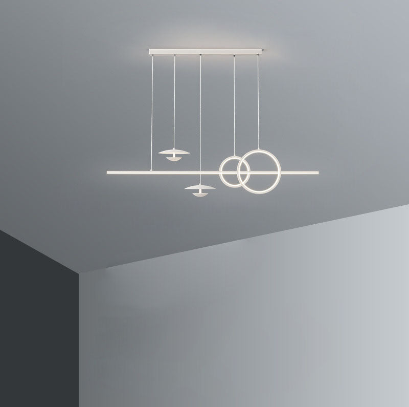 Contemporary Black Iron & Acrylic LED Chandelier for Dining Room Island