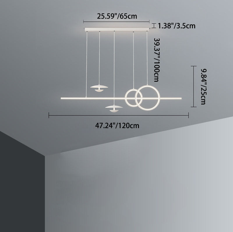 Contemporary Black Iron & Acrylic LED Chandelier for Dining Room Island