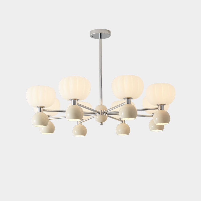 Rustic French Iron Frame Pumpkin Acrylic Chandelier for Living Room
