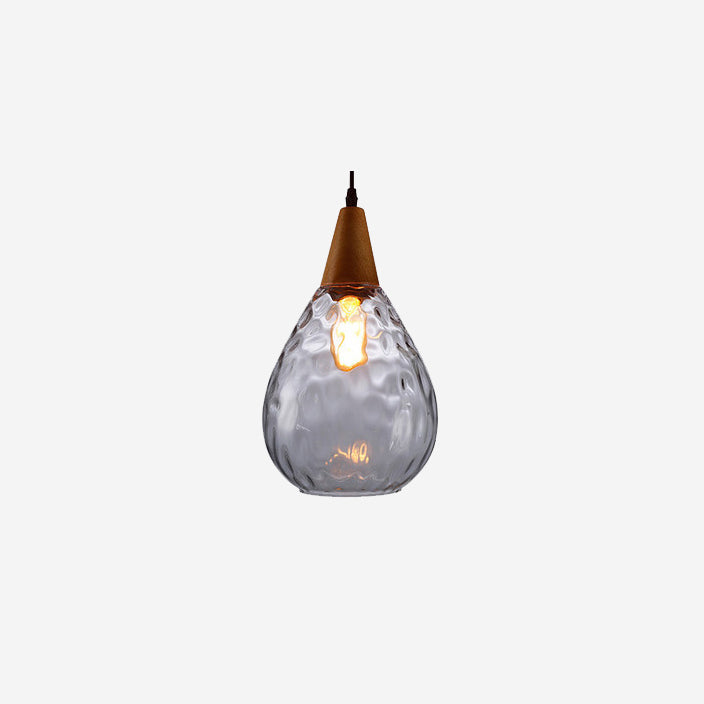 Modern Minimalist Round Wood & Glass Pendant Light for Bedroom Decor