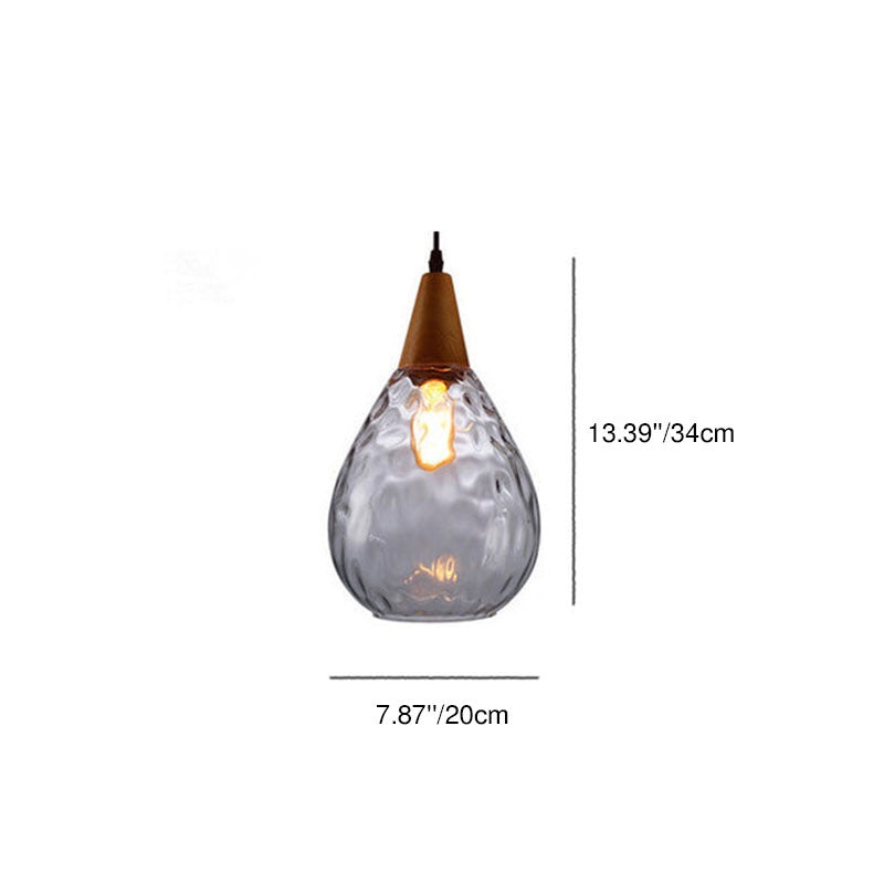 Modern Minimalist Round Wood & Glass Pendant Light for Bedroom Decor