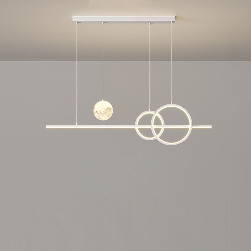 Contemporary Black Iron & Acrylic LED Chandelier for Dining Room Island