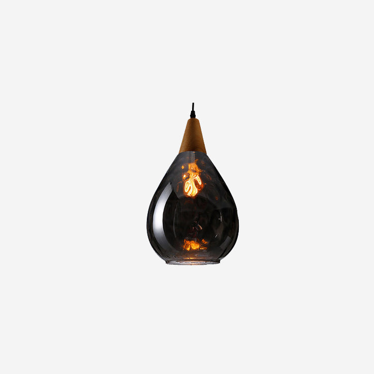 Modern Minimalist Round Wood & Glass Pendant Light for Bedroom Decor