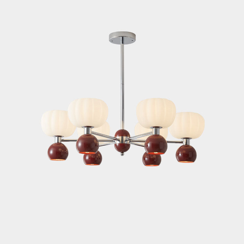 Rustic French Iron Frame Pumpkin Acrylic Chandelier for Living Room