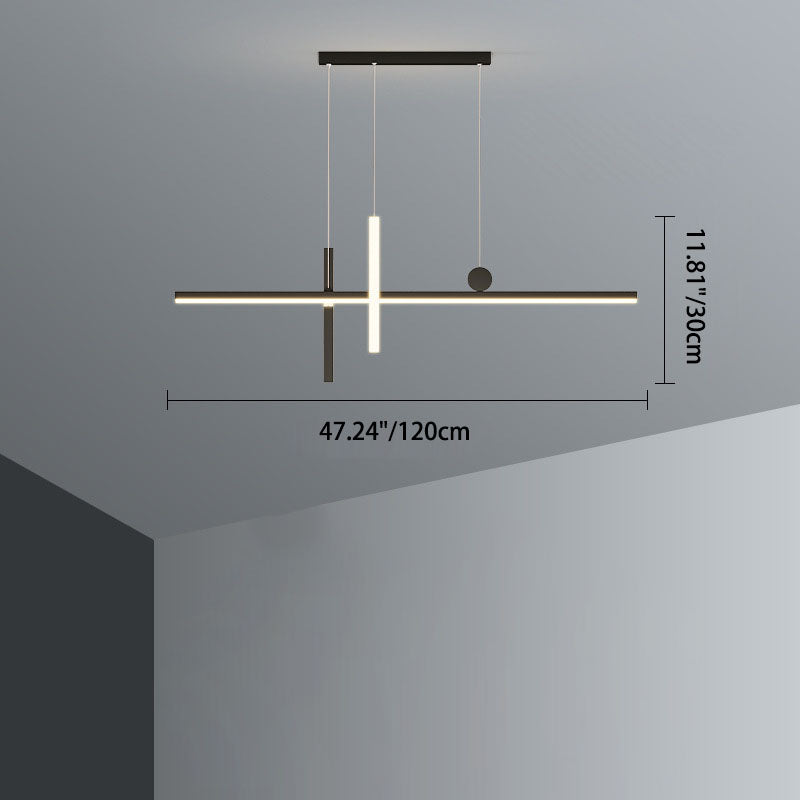 Contemporary Black Iron & Acrylic LED Chandelier for Dining Room Island
