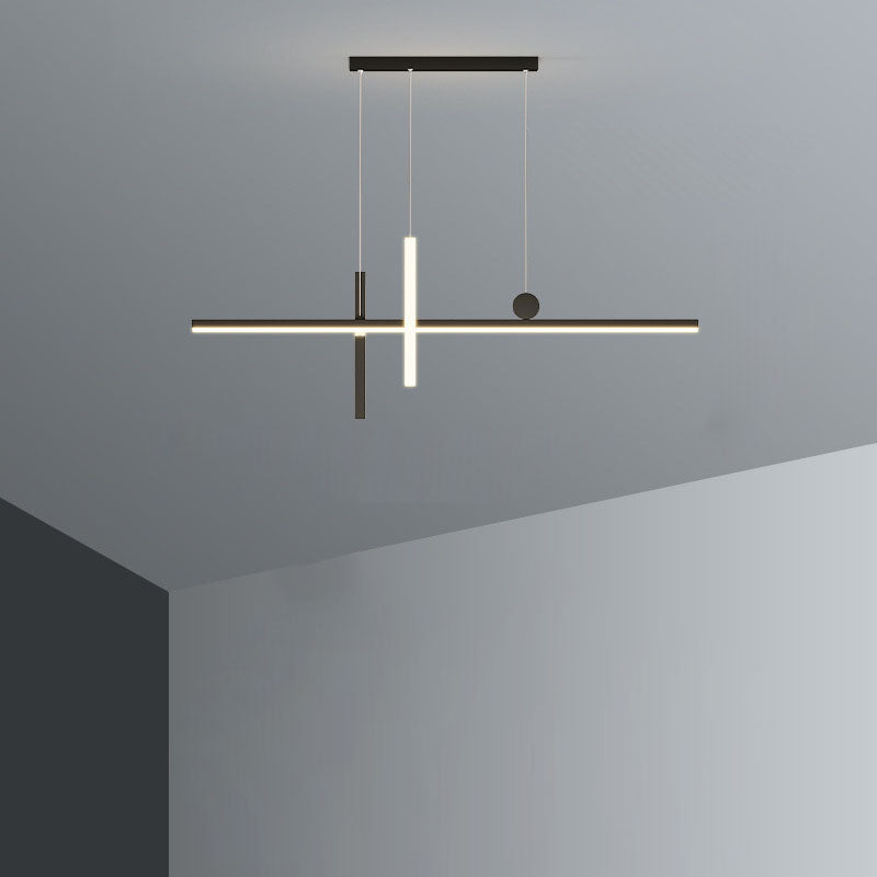 Contemporary Black Iron & Acrylic LED Chandelier for Dining Room Island