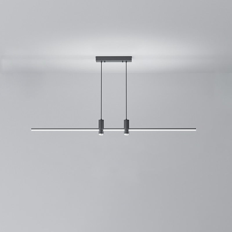 Sleek Black Geometric LED Chandelier Island Light for Dining Room Decor