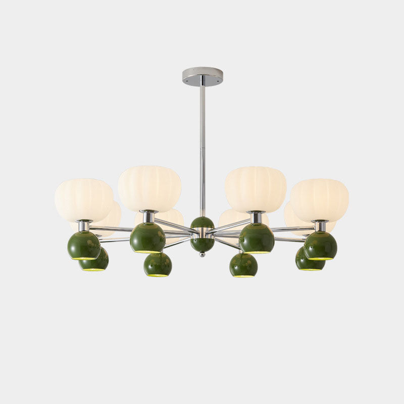 Rustic French Iron Frame Pumpkin Acrylic Chandelier for Living Room