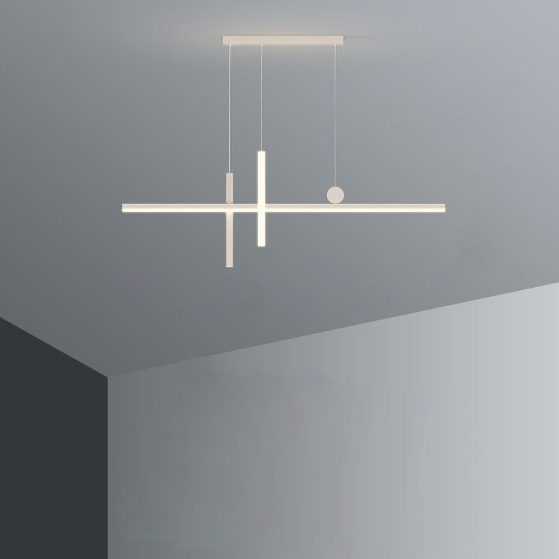 Contemporary Black Iron & Acrylic LED Chandelier for Dining Room Island