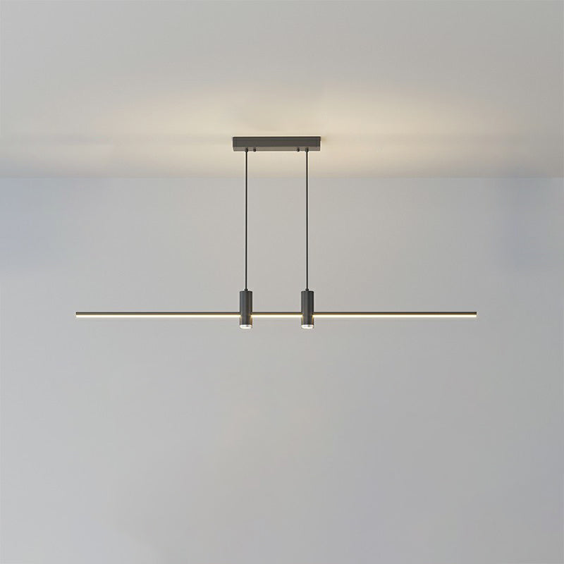 Sleek Black Geometric LED Chandelier Island Light for Dining Room Decor