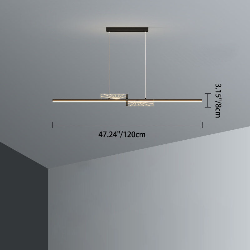 Contemporary Black Iron & Acrylic LED Chandelier for Dining Room Island