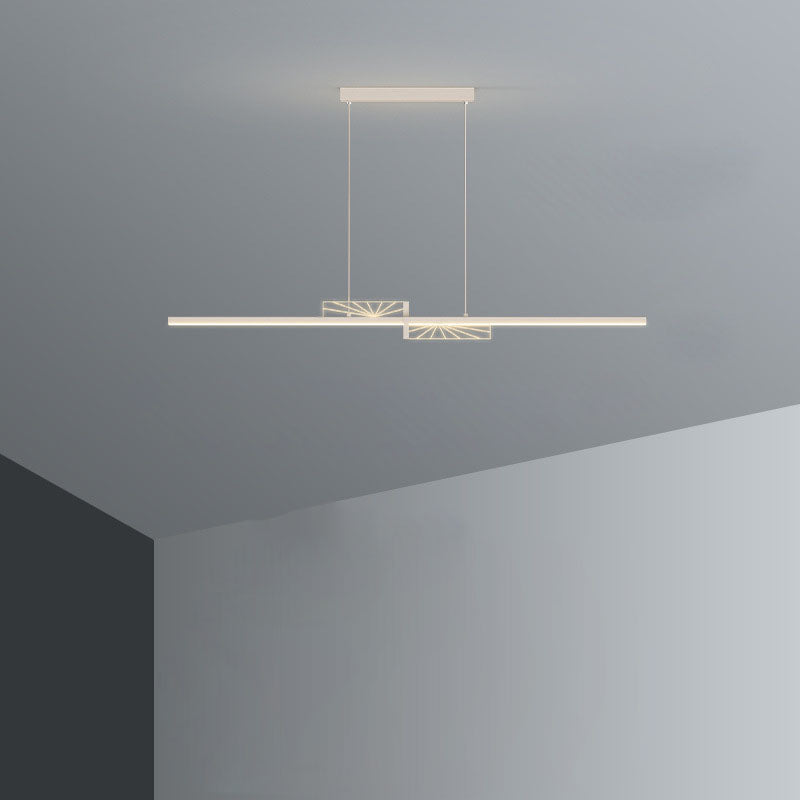 Contemporary Black Iron & Acrylic LED Chandelier for Dining Room Island
