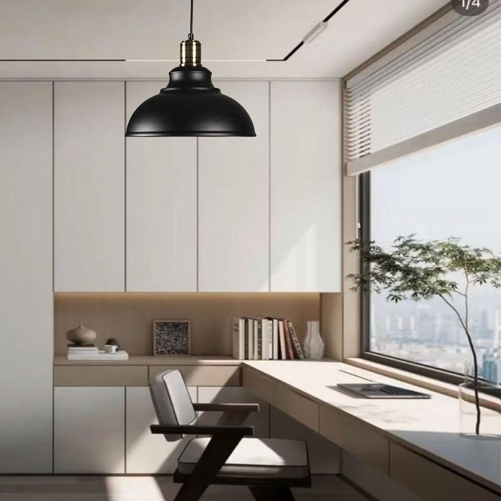 Rustic Industrial Black Metal LED Globe Pendant Light for Home Office