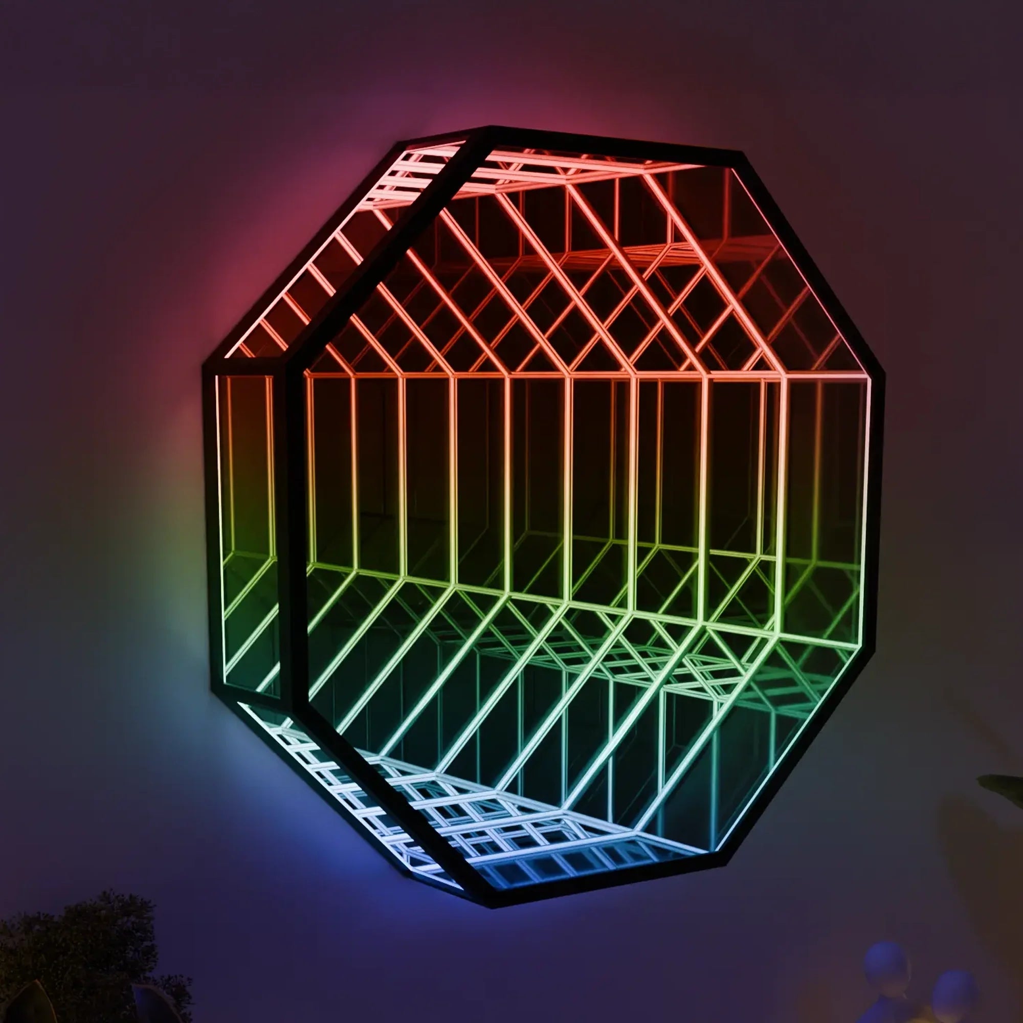 Elegant Infinity OctaMirror - Modern Glass Wall Decor for Living Rooms