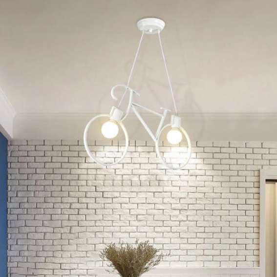 Modern Iron Bicycle-Shaped 2-Light Chandelier for Kids’ Room Decor