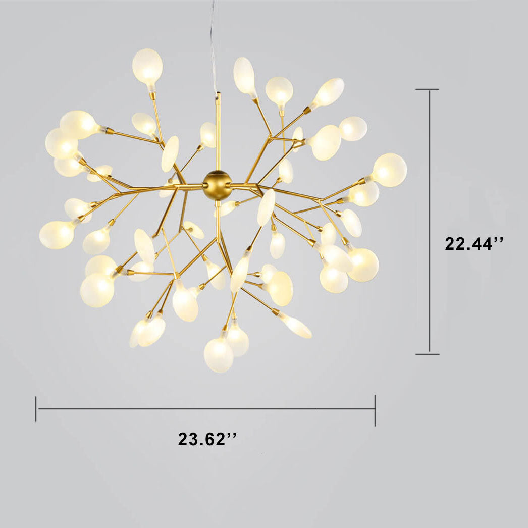 Modern Silver Metal LED Chandelier with Firefly Lights for Living Room