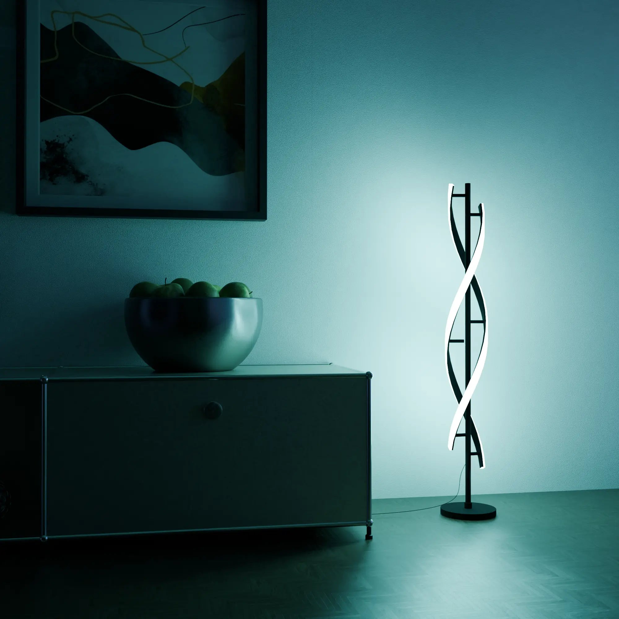 Elegant Modern White Floor Lamp with Light Wood Base for Living Room