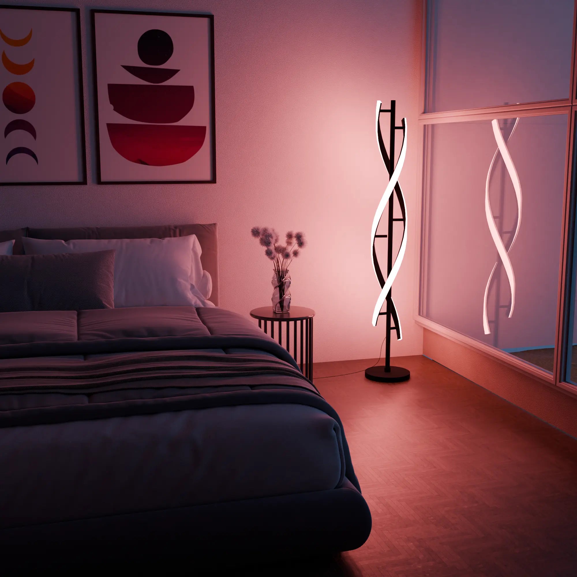 Elegant Modern White Floor Lamp with Light Wood Base for Living Room