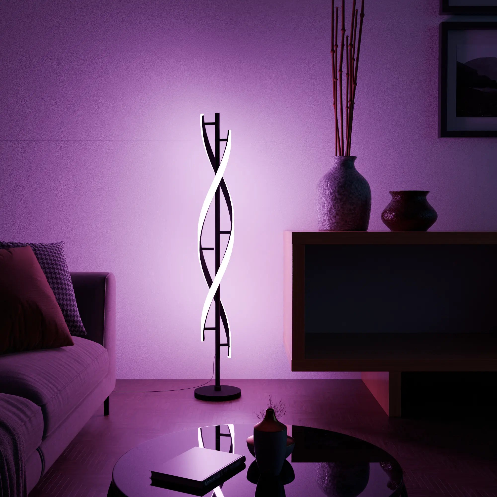 Elegant Modern White Floor Lamp with Light Wood Base for Living Room