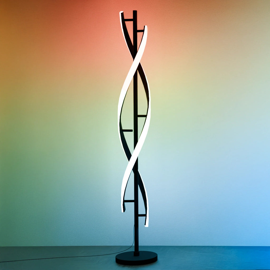 Elegant Modern White Floor Lamp with Light Wood Base for Living Room