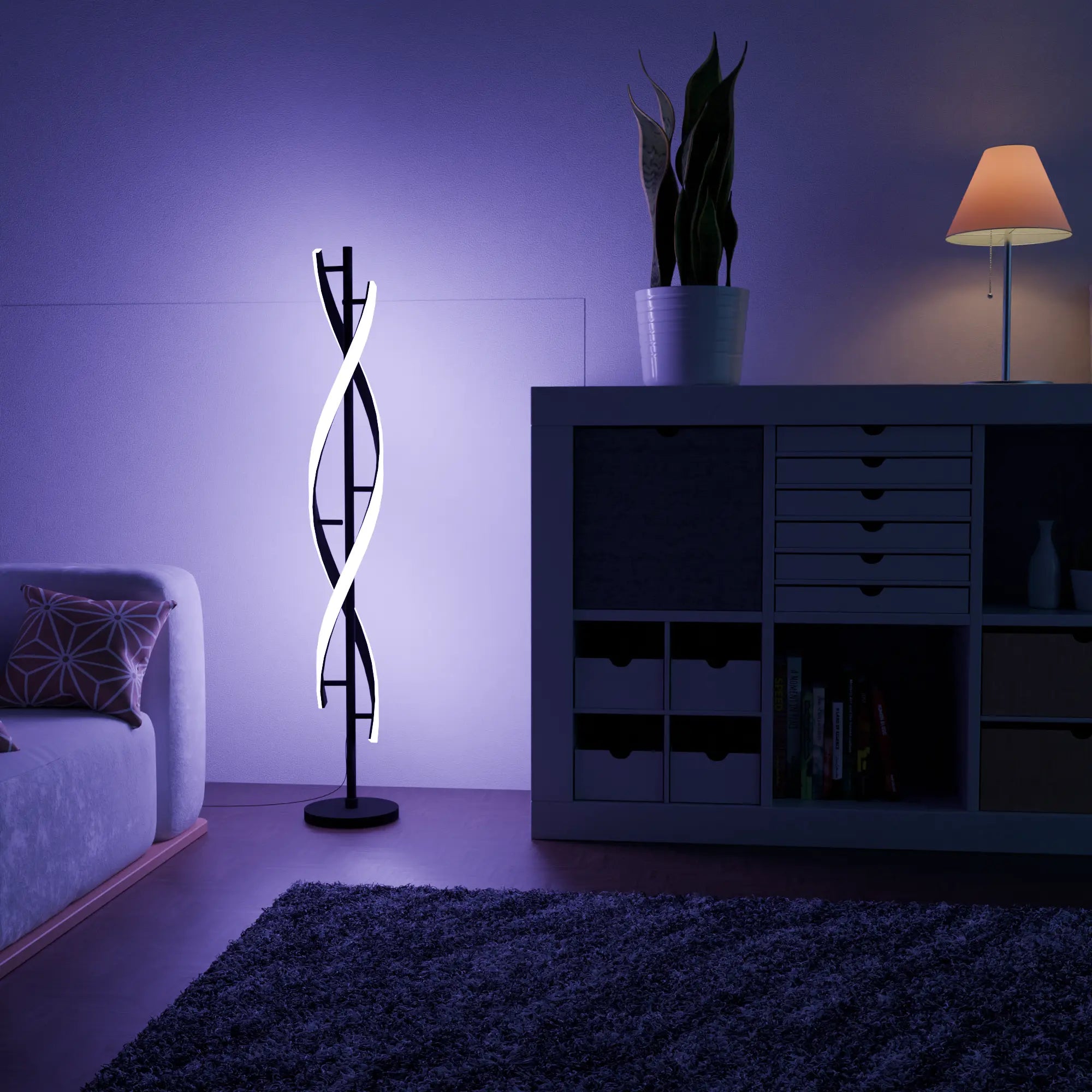 Elegant Modern White Floor Lamp with Light Wood Base for Living Room