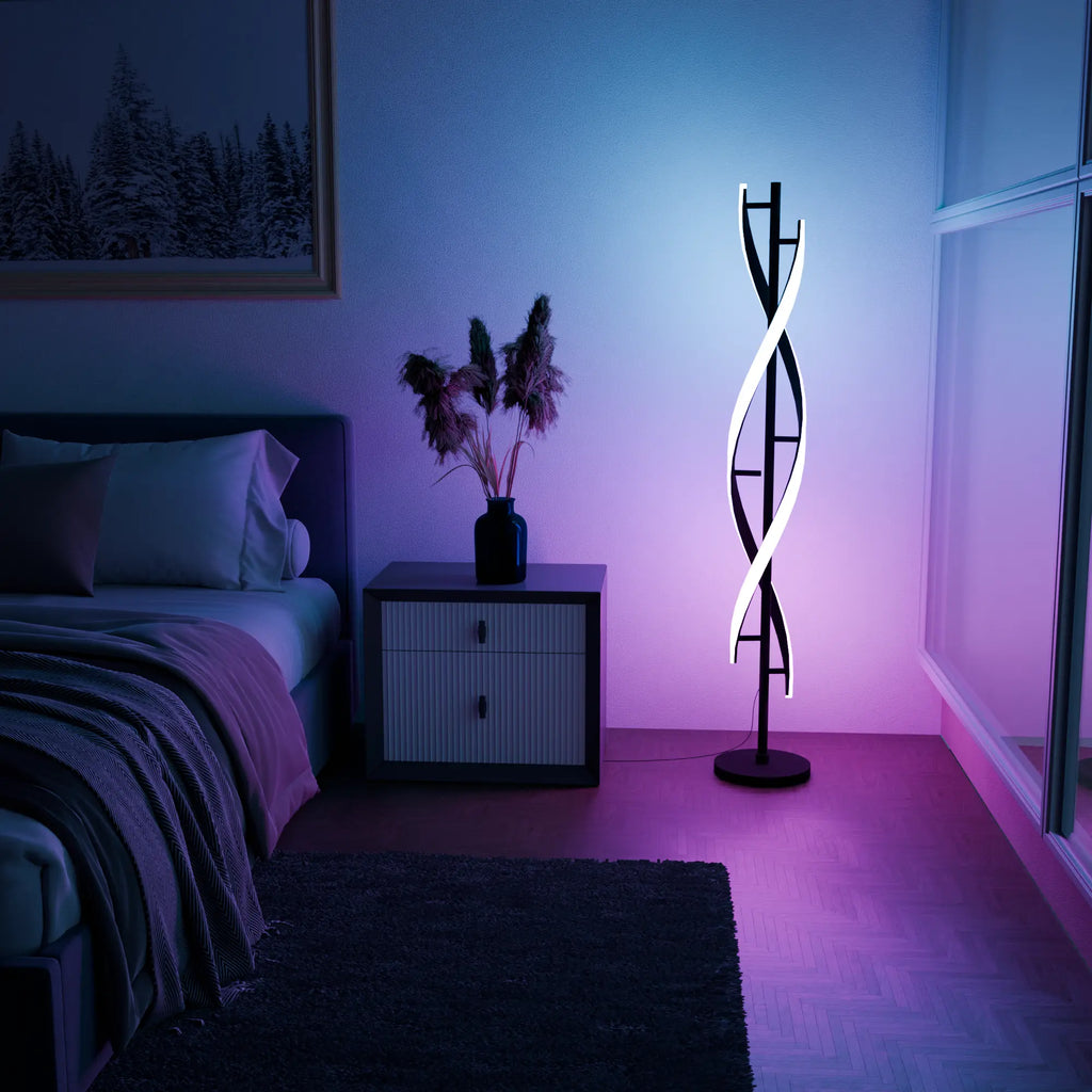 Modern Stylish Black Metal Floor Lamp for Living Room or Bedroom Decor