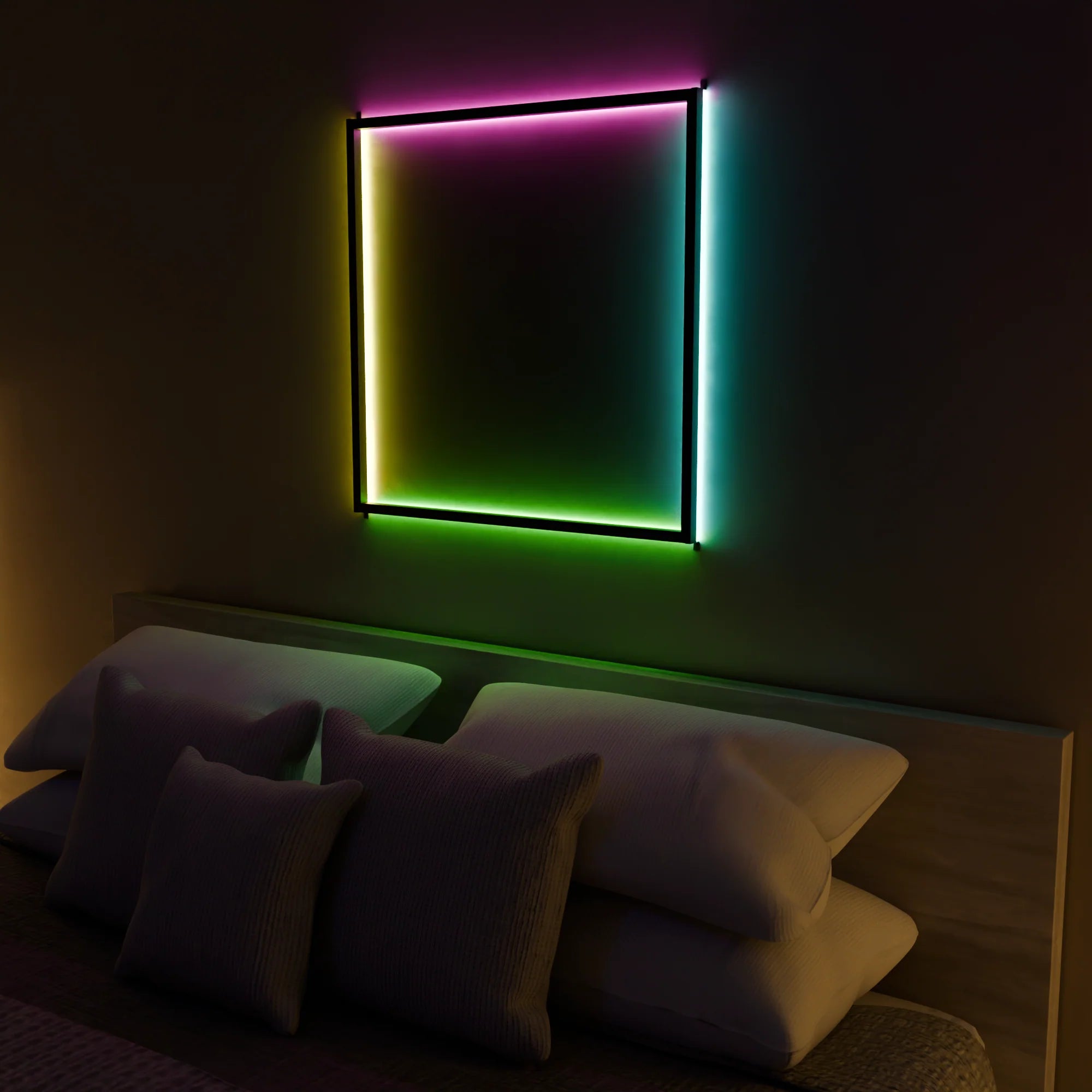Modern White LED AuraFrame Wall Lamp for Living Room Bedroom Decor