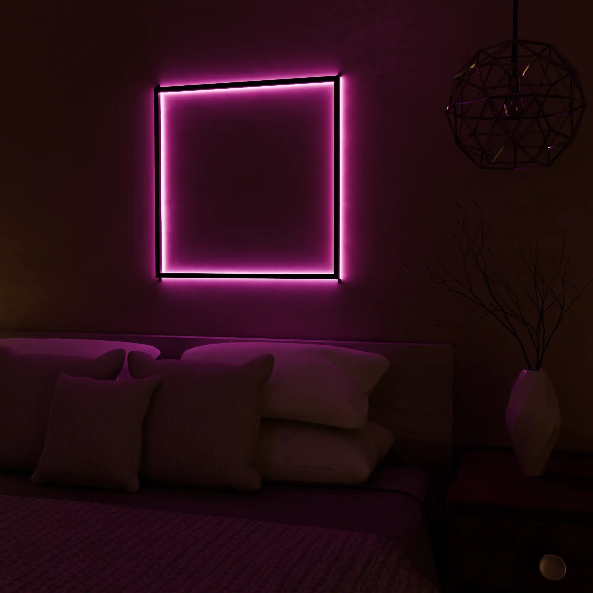 Modern White LED AuraFrame Wall Lamp for Living Room Bedroom Decor