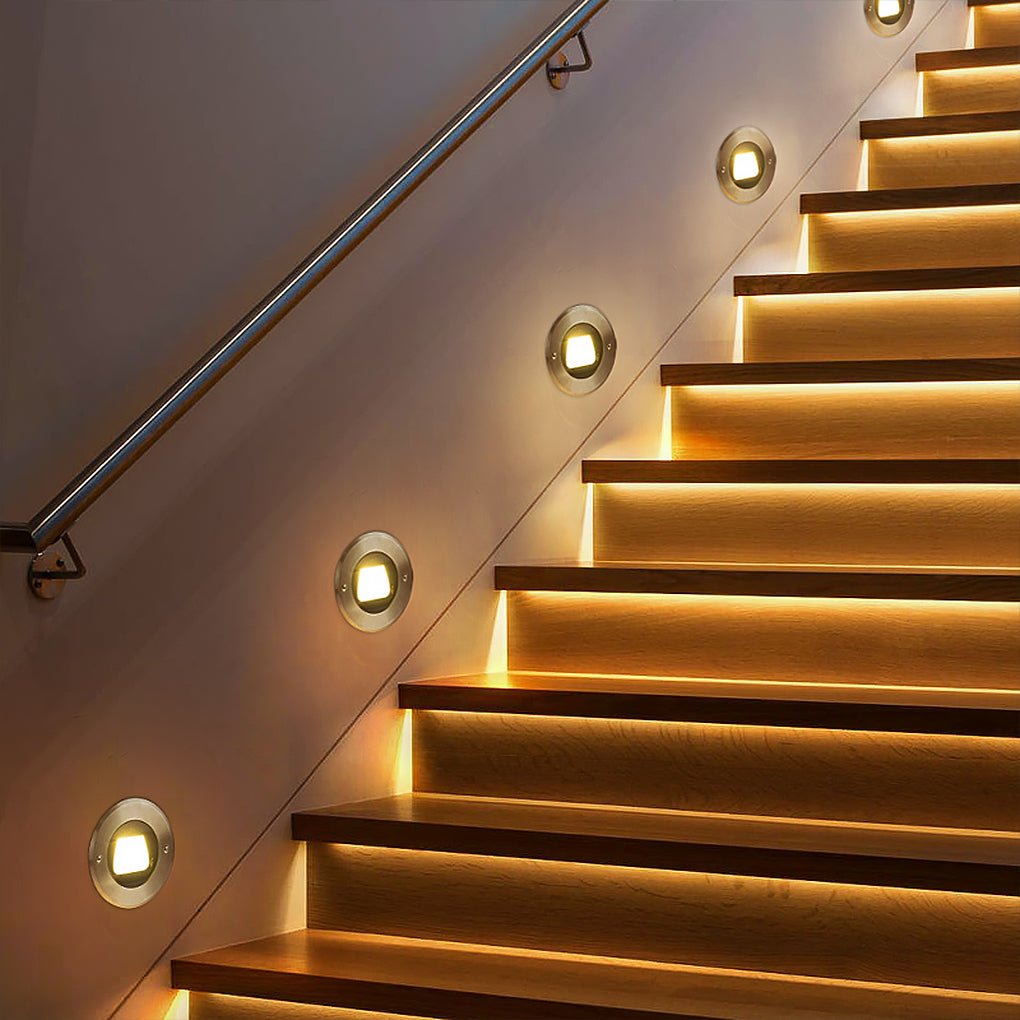 Modern Black LED Recessed Step Lights for Outdoor Deck & Patio Illumination