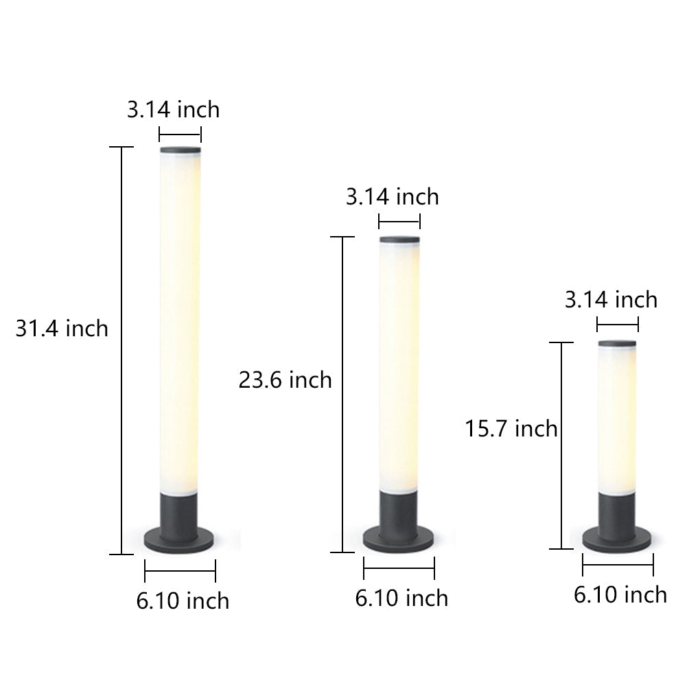 Sleek Black Waterproof Modern Pathway Bollard Lights for Outdoor Use
