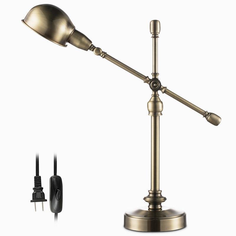 Antique Brass Adjustable Dome Desk Lamp with Flexible Arm for Home Office