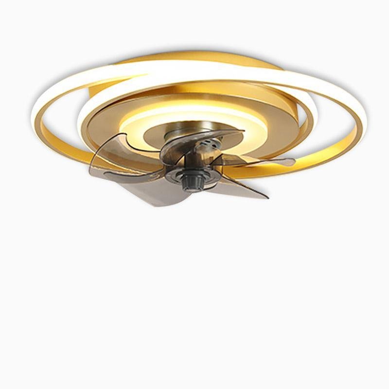 White Dual-Ring Kids Ceiling Fan with LED Light & Remote Control