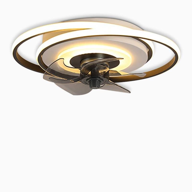 White Dual-Ring Kids Ceiling Fan with LED Light & Remote Control