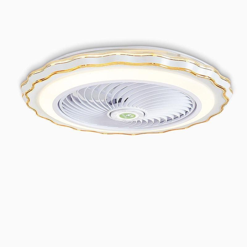 Gold Modern Bladeless Ceiling Fan with Light and Remote for Living Room