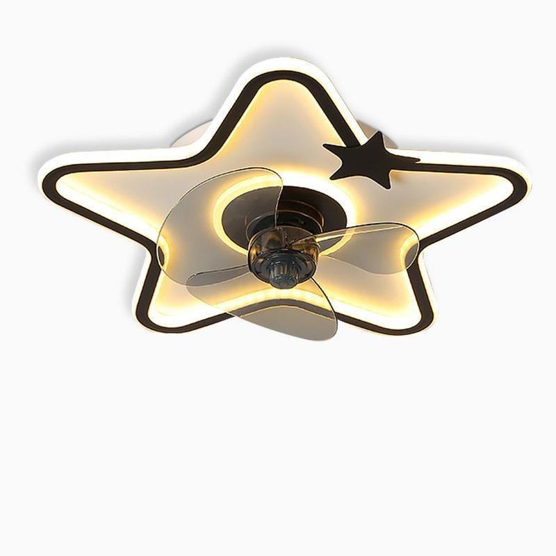Colorful LED Star-Shaped Kids Ceiling Fan with Remote for Playroom