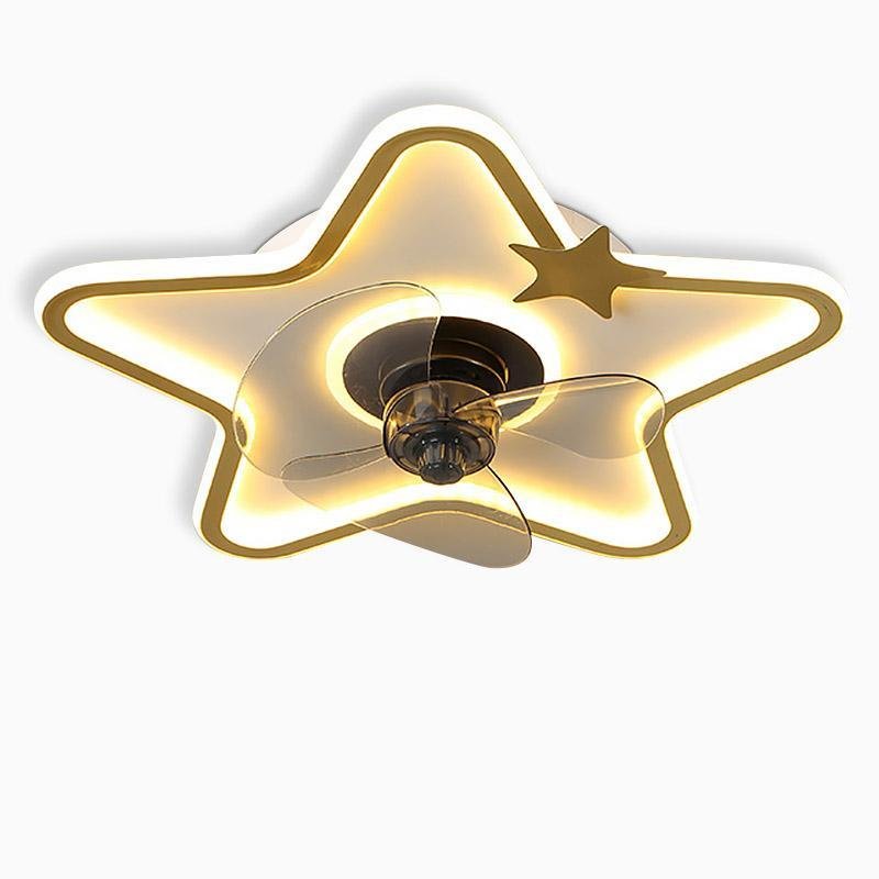 Colorful LED Star-Shaped Kids Ceiling Fan with Remote for Playroom
