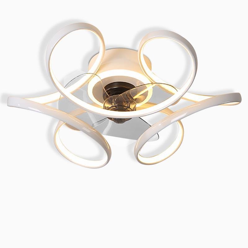 Elegant 18" White Flower-Shaped Ceiling Fan Chandelier with Remote for Home