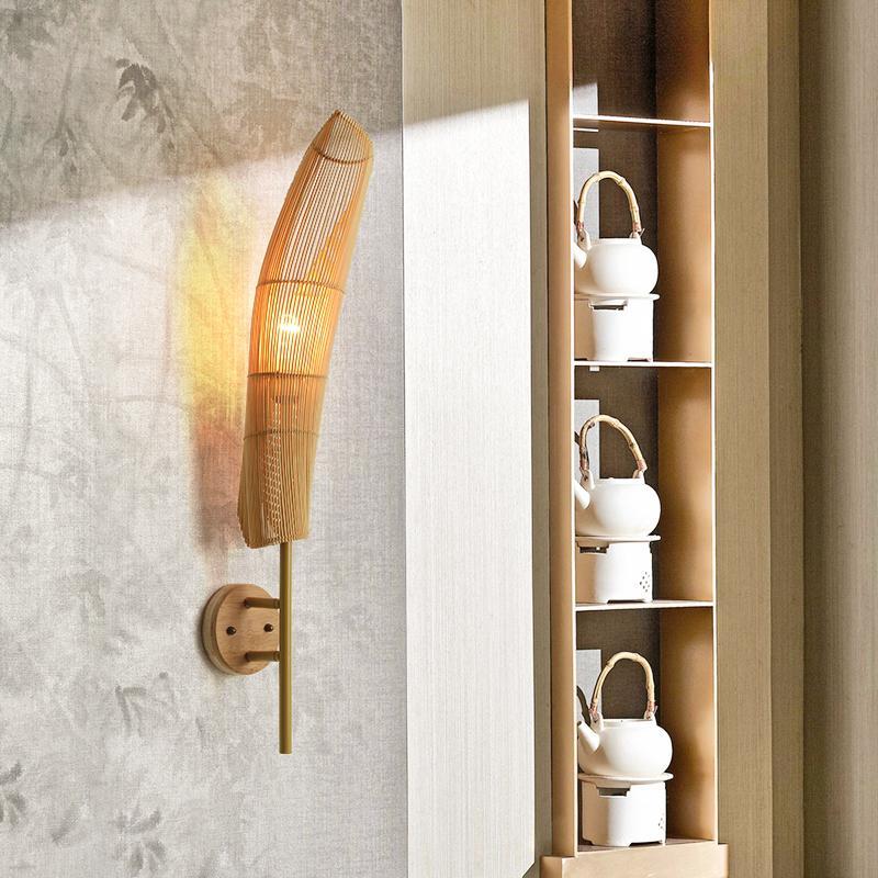 Organic Bamboo Wall Light Fixture – Eco-Friendly Design for Living Room