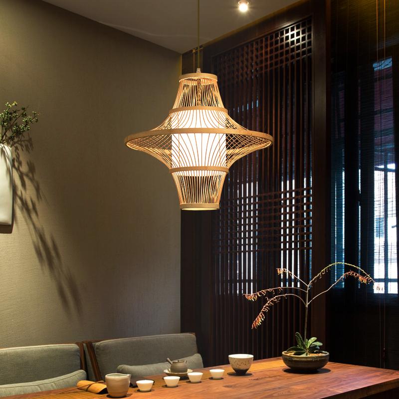 Burlywood Farmhouse Bamboo Pendant Light for Rustic Kitchen Décor