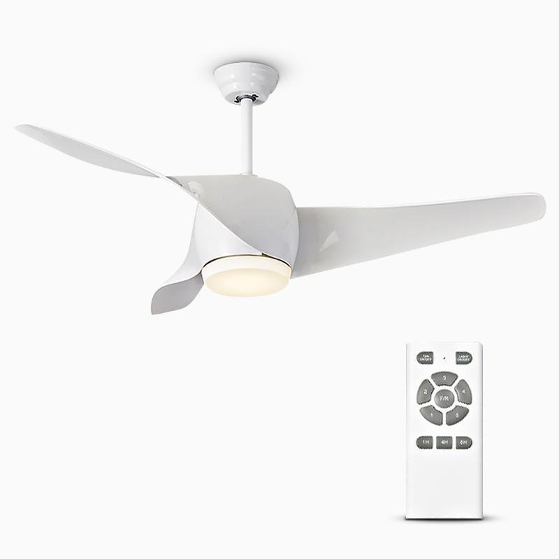 Modern 52" Black Downrod Ceiling Fan with Remote Control & LED Lights