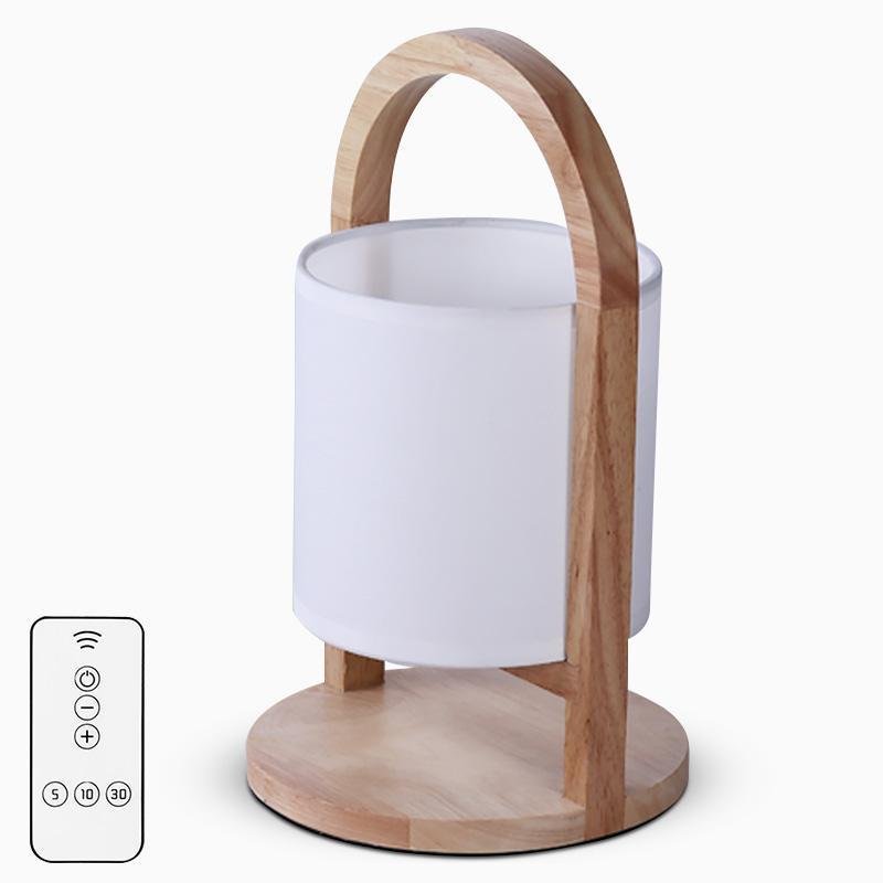 Rustic Wooden Battery-Operated Accent Table Lamp for Living Room Decor