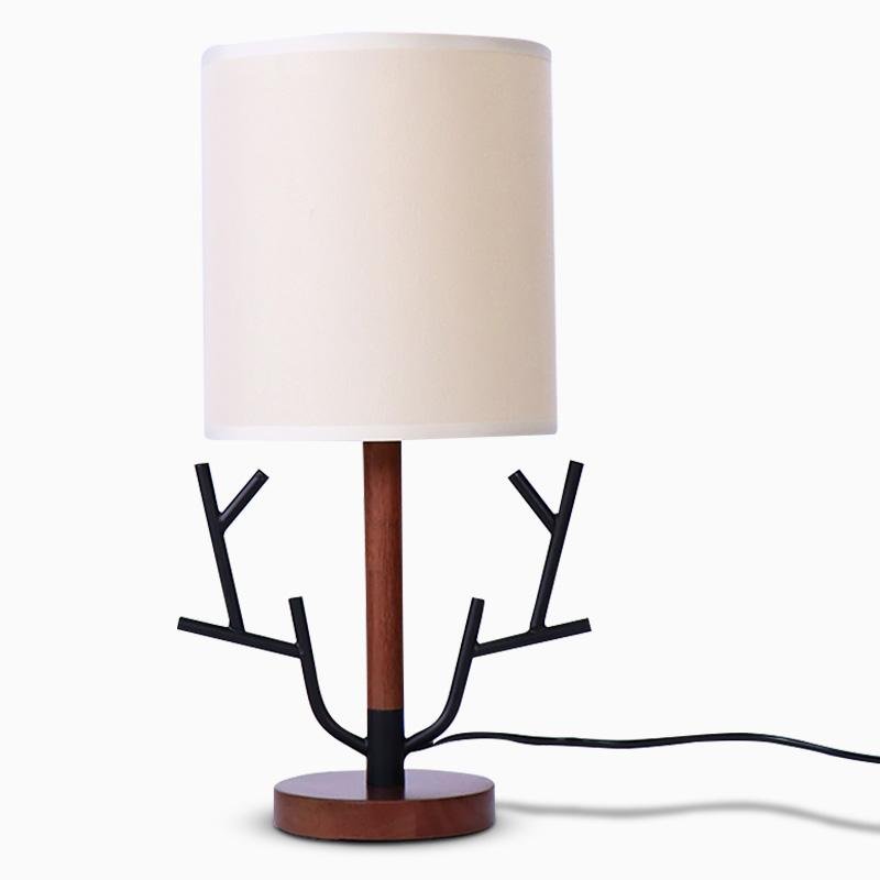 16" Rustic Tree Branch Table Lamp with Fabric Shade for Cozy Decor
