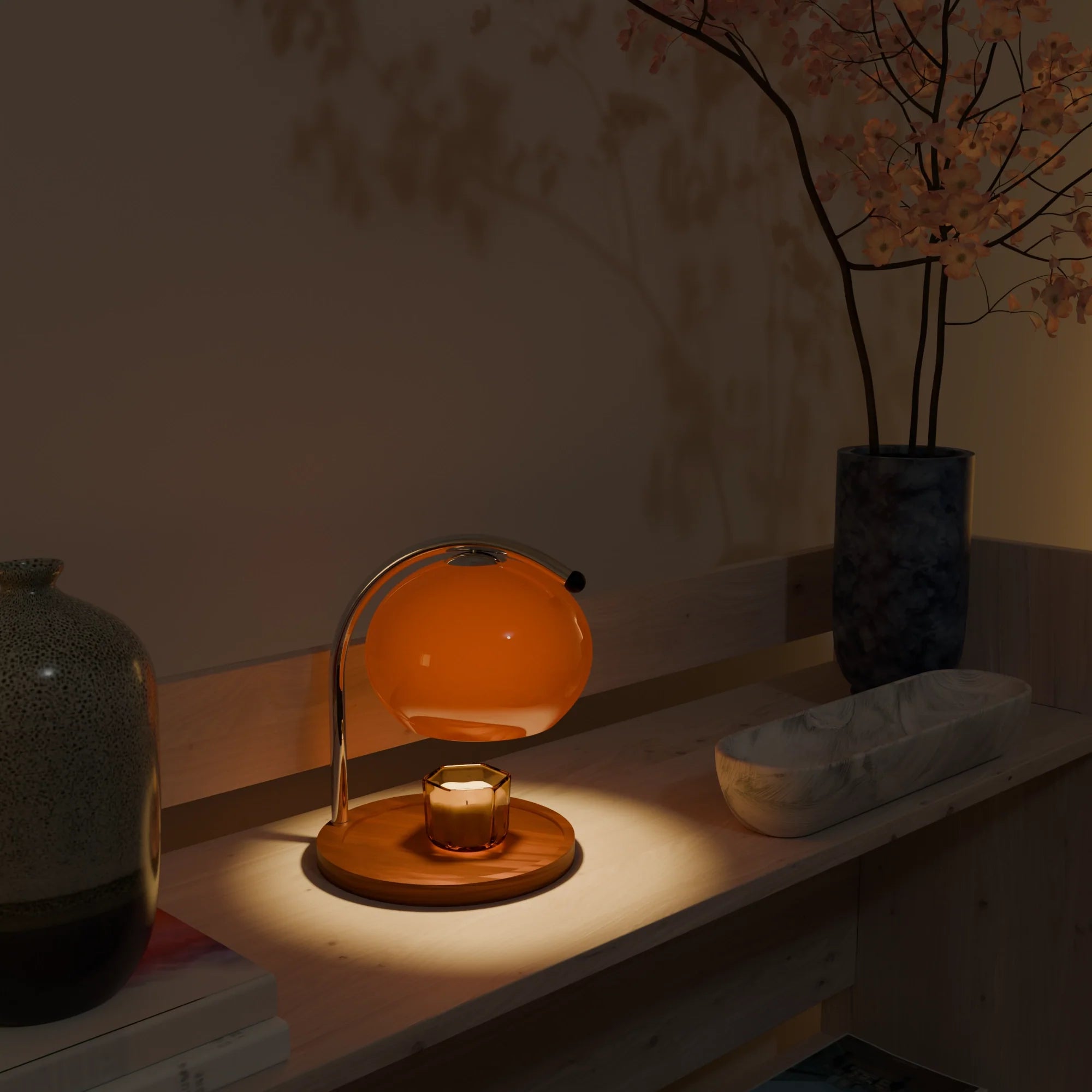 Vintage Tangerine Ceramic Candle Warmer for Cozy Home Ambiance