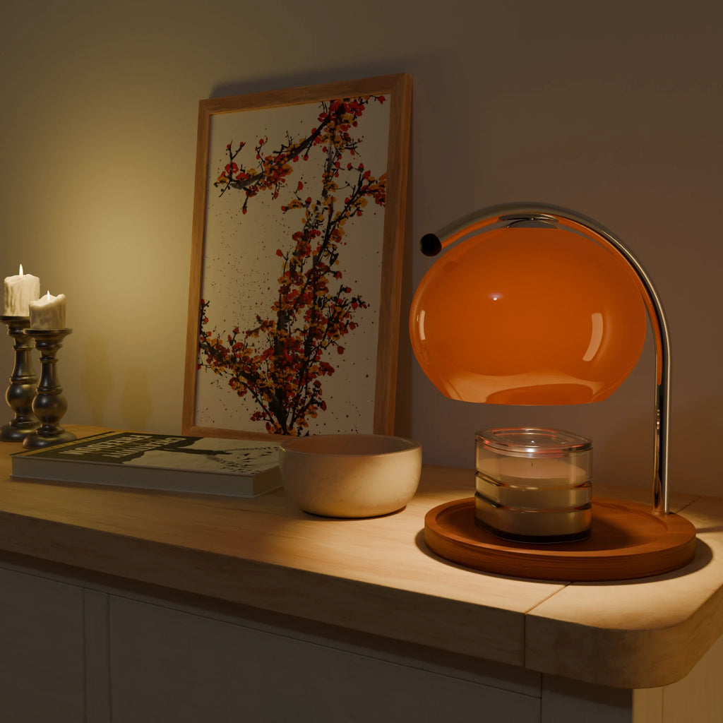 Vintage Tangerine Ceramic Candle Warmer for Cozy Home Ambiance