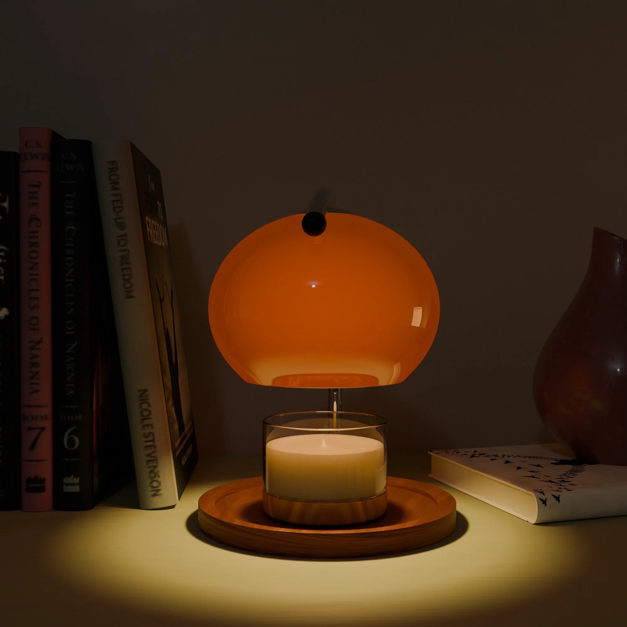 Vintage Tangerine Ceramic Candle Warmer for Cozy Home Ambiance