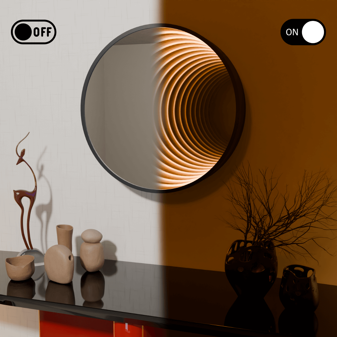 Elegant Round Infinity 360 LED Mirror for Modern Home Decor