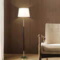 Rustic Vintage Wrought Iron Floor Lamp with Fabric Shade for Living Room